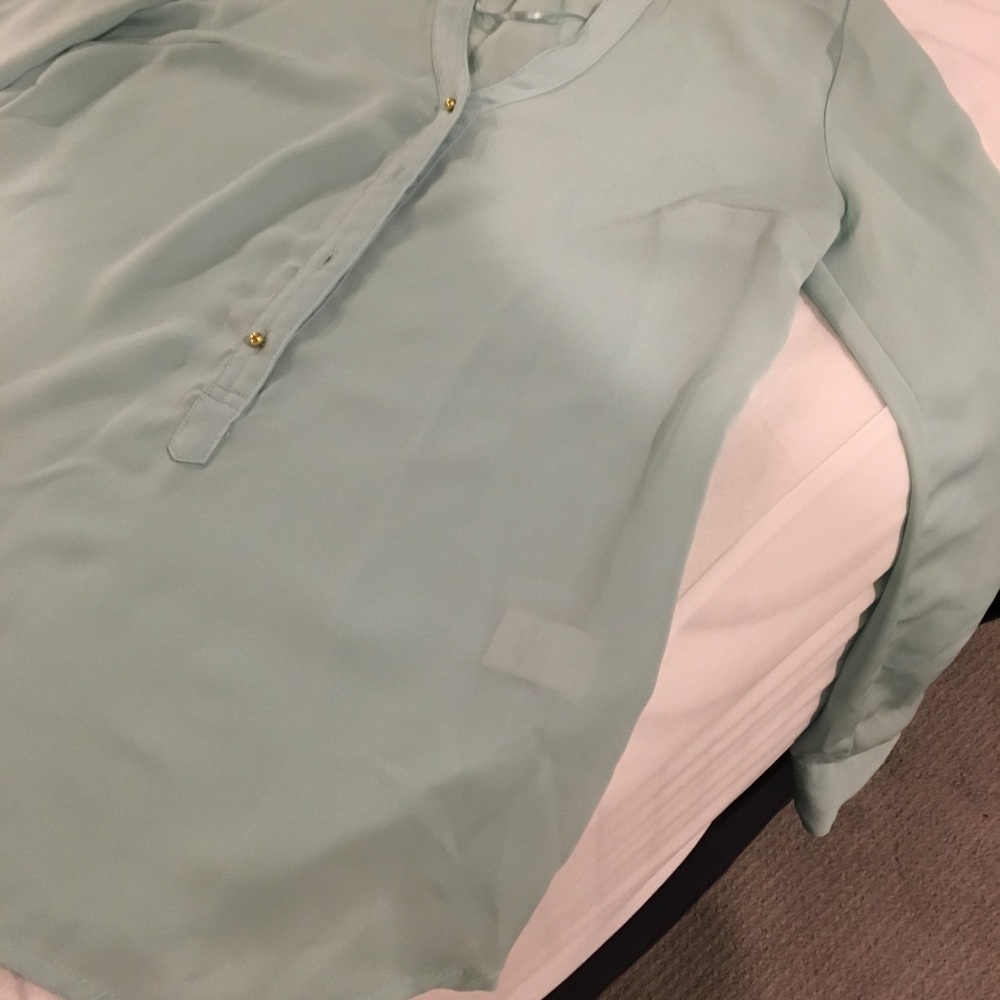LC Lauren Conrad Mint Button Down Blouse